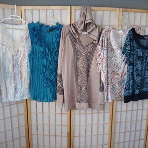 LOT OF 5/$20 WOMENS TOPS BLOUSES LAVISH APT 9 EMERY ROSE LOLA GRACE PLUS SIZE 2X